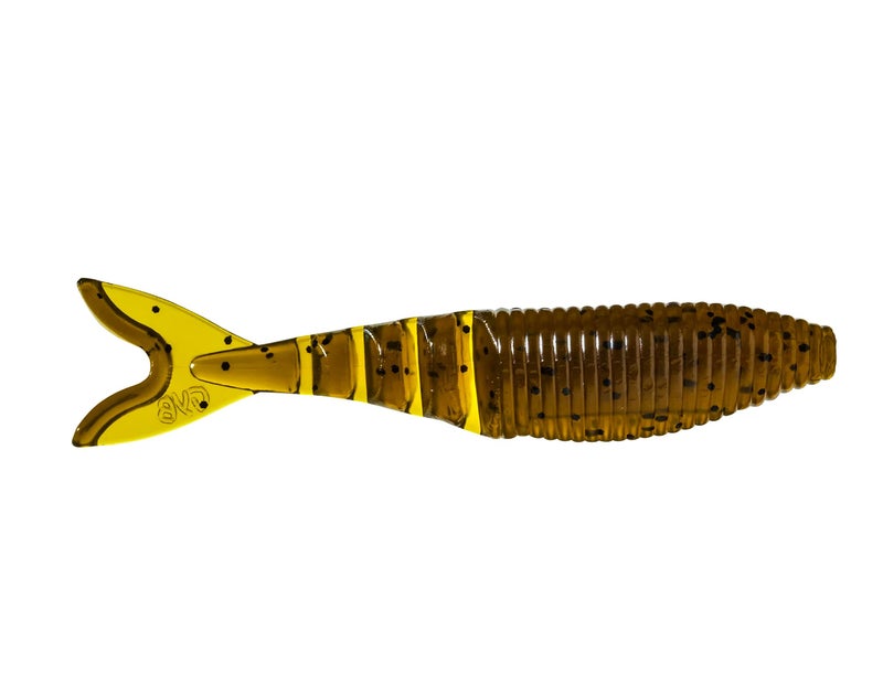 Yamamoto Zako 4' Multi-Use Soft Plastic Fishing Angling Swimbait Lure Designed to Mimic Bluegill or Shad - 6 Pack, Green Pumpkin with Large Black Flake - Image 2